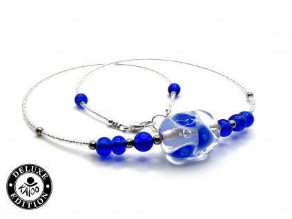 Modrý náhrdelník z vinutých perel