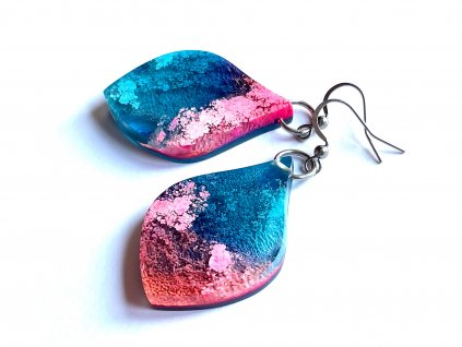 Modro růžové náušnice