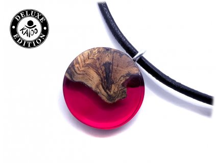 Náhrdelník ze dřeva a pryskyřice růžový