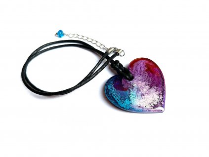 Fialový modrý náhrdelník srdce