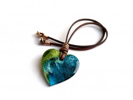 Náhrdelník zelené srdce