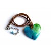 Náhrdelník srdce zelené modré