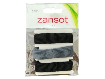 Zansot Elastické gumičky do vlasů, tkanina 3 ks černá + šedá