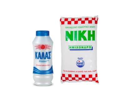 KALAS Jemná mořská sůl CLASSIC 250gr + NIKI Polohrubá jodizovaná 1kg