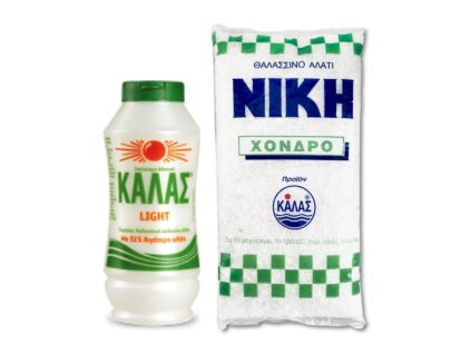 KALAS LIGHT Jemná mořská sůl 375gr, obsahuje o 51 % méně soli + NIKI Hrubá jodizovaná 1kg