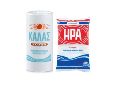 KALAS FLUOR Jemná fluorovaná jodovaná mořská sůl 250gr + HERA Jemná jodizovaná 500gr