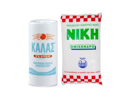 KALAS FLUOR Jemná fluorovaná jodovaná mořská sůl 250gr + NIKI Polohrubá jodizovaná 1kg