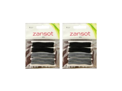 Zansot 2x Elastické gumičky do vlasů, tkanina černá + šedá 8ks