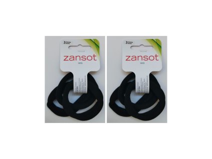 Zansot 2x Elastické gumičky do vlasů, jemná tkanina 3ks černé