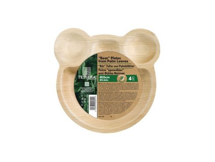 Tessera Kulaté talíře z palmového listu Medvídek 25cm, 4ks