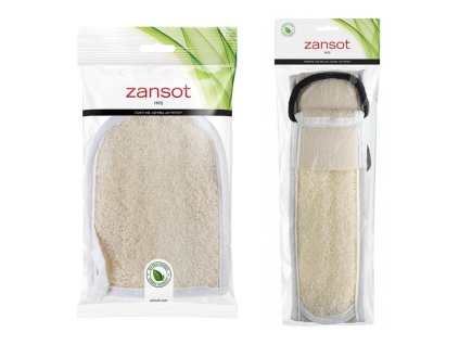 ZANSOT Koupelová rukavice + Peeling na záda s egyptskou lufou