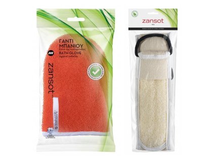 ZANSOT Rukavice anticelulitidní + Peeling na záda s egyptskou lufou
