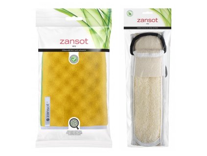 ZANSOT Rukavice masažní + Peeling na záda s egyptskou lufou