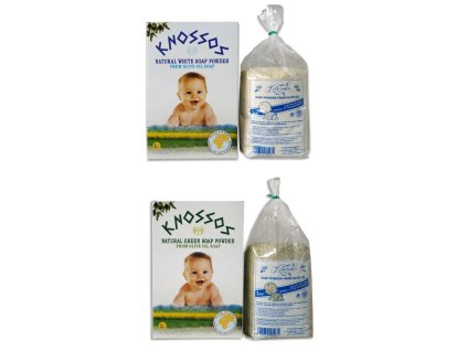 Řecké olivové mýdlo v prášku bílé 1kg + zelené 1kg