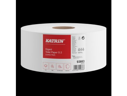 93663 katrin jumbo toilet paper roll small 100 meters 2 ply official product image