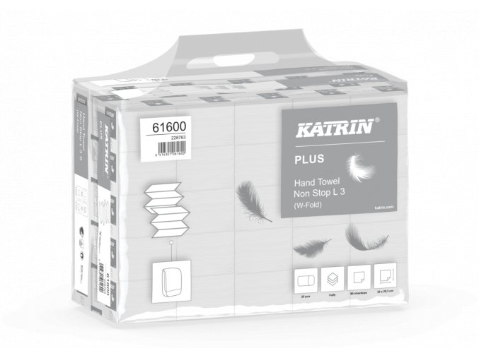 61600 katrin plus hand towel non stop l3 s 25x90 3ply handy pack large