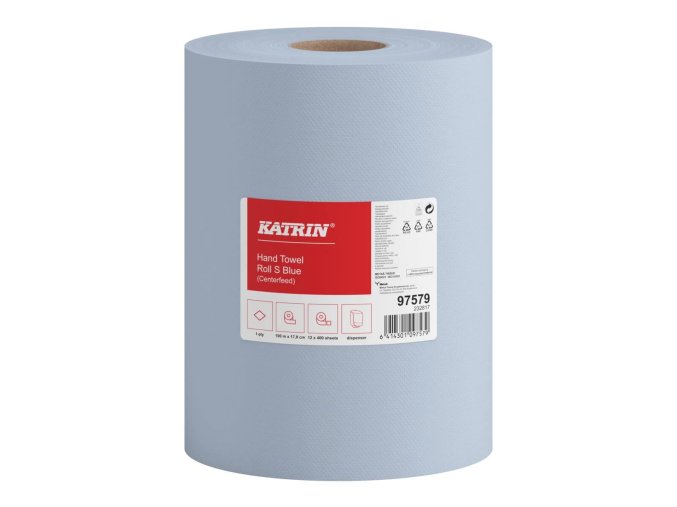 97579 katrin centrefeed roll small 100 meters 2 ply blue official product image