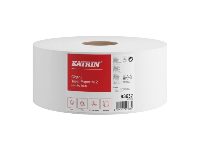 93632 katrin jumbo toilet paper roll medium 200 meters 2 ply official product image