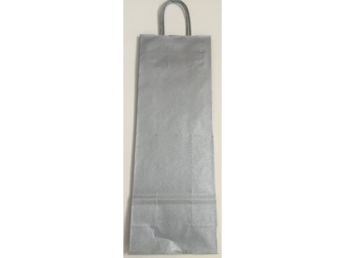 Papírová taška na víno 14x8x39cm - stříbrná