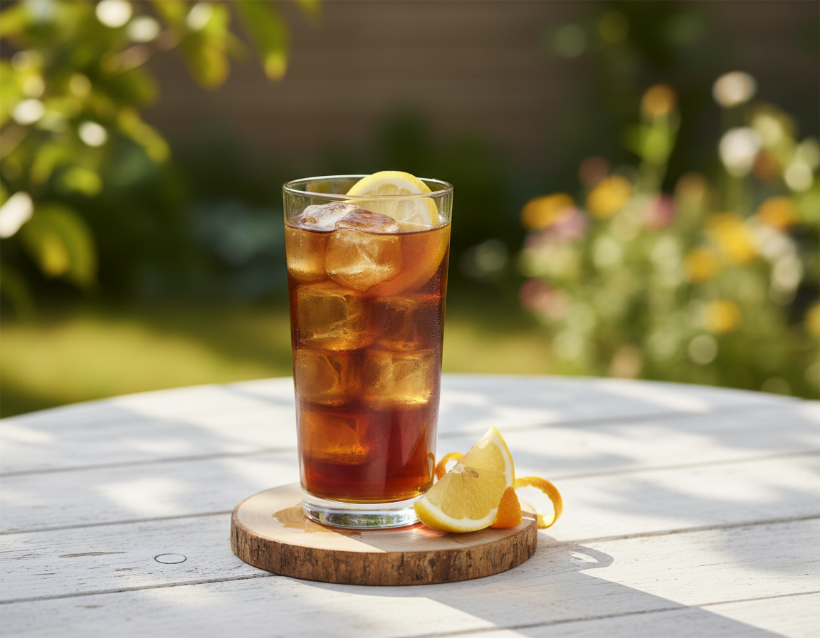 Letní drink z černého čaje s citrusy