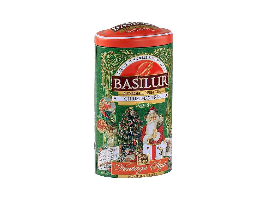 Basilur Vintage Vánoční čaj - cejlonský zelený čaj v dárkovém balení, ochucený - třešen, jablko. 100g, CHRISTMAS TREE