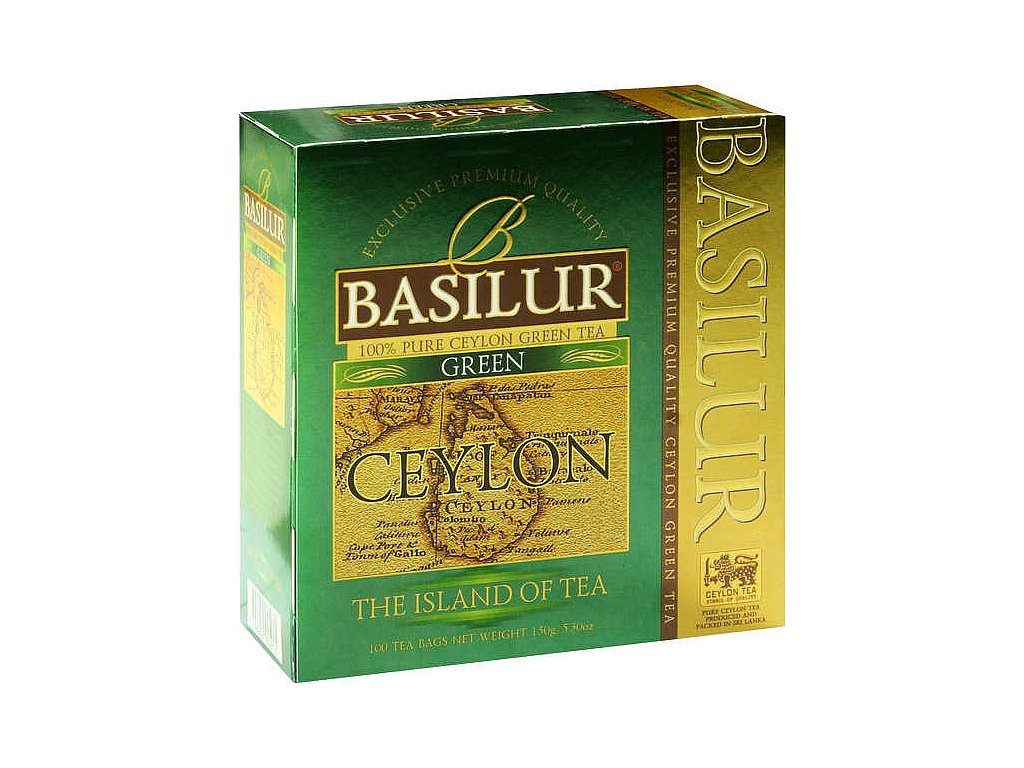 BASILUR Island Ceylon Green, zelený prémiový cejlonský čaj. 100 porcí