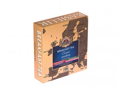 BASILUR černý cejlonský snídaňový čaj s příchutěmi, v dárkovém balení. 40 porcí. Breakfast tea Europe, assorted