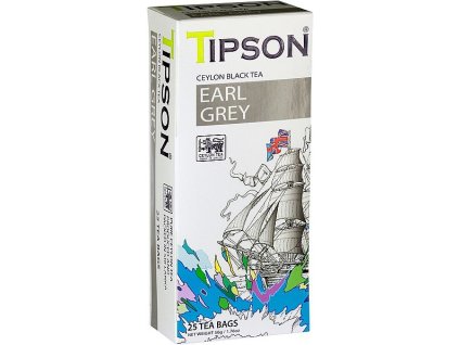 TIPSON Earl Grey, černý čaj s bergamotem, porcovaný, 25 čajů.