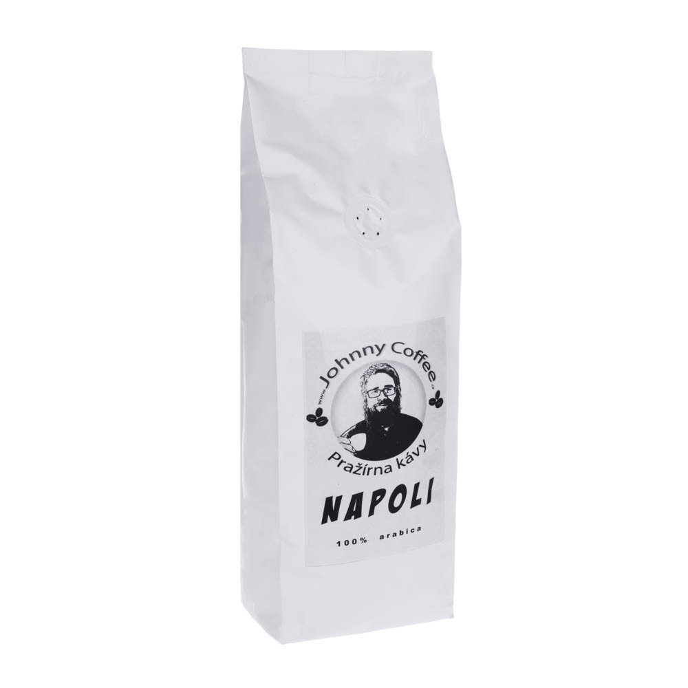 Zrnková káva JOHNNY COFFEE -  NAPOLI. 100% ARABICA. Tmavě pražená. 250g