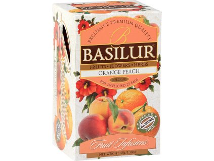 Basilur Fruit Orange Peach, ovocný čaj pomaranč - broskyňa, porciovaný s prebalom, 25 porcií, ORANGE and PEACH