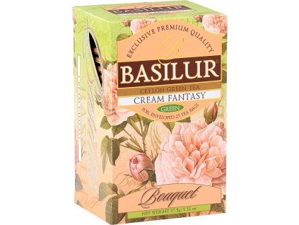 BASILUR ZELENÝ ČAJ CREAM FANTASY (jahoda/vanilka), porciovaný s prebalom - 37,5g (25x1,5g), Ceylon green tea Bouquet