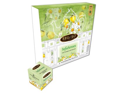 Darčeková kolekcia bylinného čaje Liran zo Srí Lanky s harmančekom a limetou. V pyramídových vreckách. 16 porcií. InfuSenses