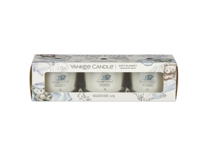 VONNÉ SVIEČKY YANKEE CANDLE - sada votívne sviečky v skle Soft Blanket (Jemná prikrývka), 3 x 37 g