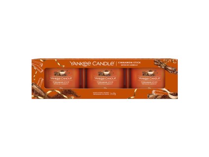 VONNÉ SVIEČKY YANKEE CANDLE - sada votívne sviečky v skle Cinnamon Stick (Škoricová tyčinka), 3 x 37 g