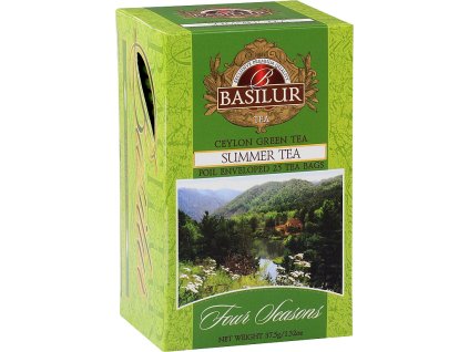 BASILUR Four Seasons Summer Tea - letná zelený čaj s lesnou jahodou, porciovaný v prebale - 25 porcií