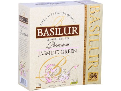 BASILUR Premium Jasmine Green, zelený prémiový cejlónsky čaj s jazmínom. 100 porcií