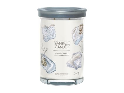 Yankee Candle Signature Soft Blanket - Vonná sviečka v sklenenom tumbleri, vôňa bergamotu, citrusu a vanilky, 2 knôty, 567g