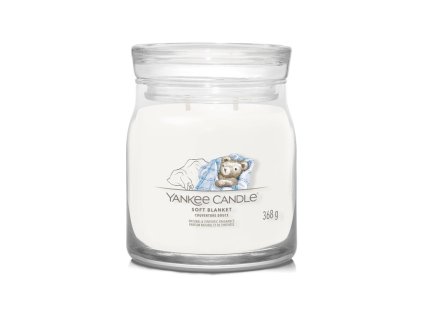 Yankee Candle Signature Soft Blanket - stredná sklenená vonná sviečka s vôňou bergamotu, citrónu a vanilky, 2 knôty, 368g