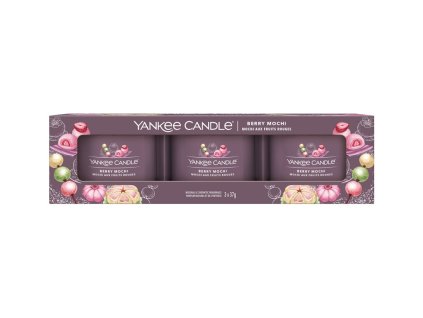 Yankee Candle Berry Mochi - Sada votívnych sviečok v skle 3x37g (Vôňa slivka, vanilka, marhuľa)