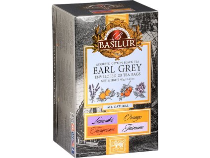 BASILUR čaj s EARL GREY levanduľou, jazmínom, mandarínkou a pomarančom. 20 porcií. Earl Grey Assorted
