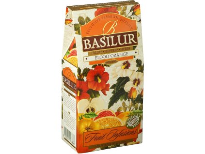 Basilur Blood Orange papier 100 g, ovocný aromatizovaný čaj, červený pomaranč , sypaný, 100g, FRUIT INFUSIONS