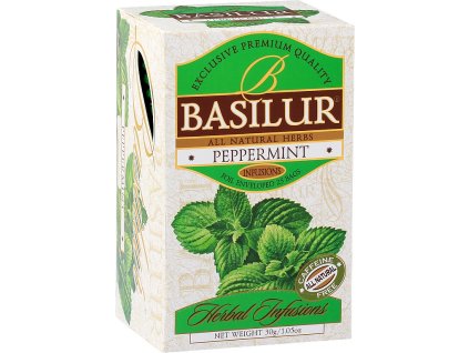 BASILUR mäta, bylinný čaj mätový, porciovaný s prebalom, 30g, 25 porcií, Herbal Peppermint