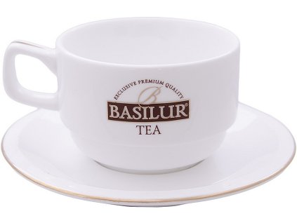 Basilur hrnček na čaj s tanierikom, porcelánový, biely, 200ml