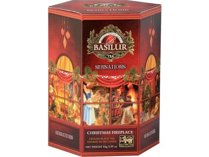 BASILUR cejlónsky čierny čaj s čučoriedkou. 85g. Vianočný čaj - Sensations Christmas Fireplace