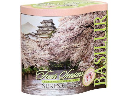 BASILUR Four Seasons Spring Tea - jarná zelený čaj s čerešňou a ananásom, sypaný. 100g. Plechová čajová dóza