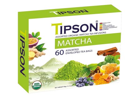 BIO MATCHA čaju Tipson. 60 porcií. Darčeková čajová kazeta Matcha tea Assorted