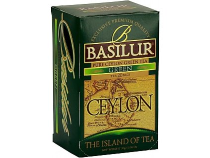 Basilur čistý cejlónsky zelený čaj, 30g, porciovaný s prebalom, The Island of Tea
