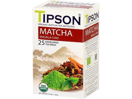 BIO MATCHA čaj - MASALA CHAI, porciovaný s prebalom, 37,5g (25x 1,5g) Tipson