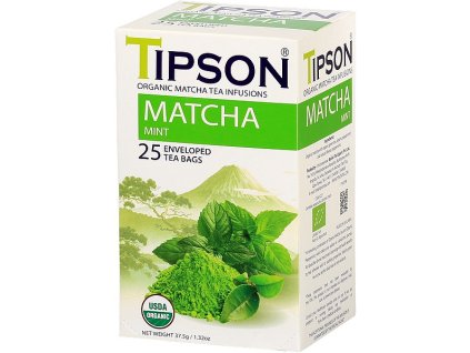 BIO MATCHA čaj - mätový, porciovaný s prebalom, 37,5g (25x 1,5g) Mint, Tipson