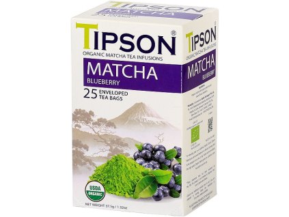 BIO MATCHA čaj čučoriedkový, porciovaný s prebalom, 37,5g (25x 1,5g) Blueberry, Tipson